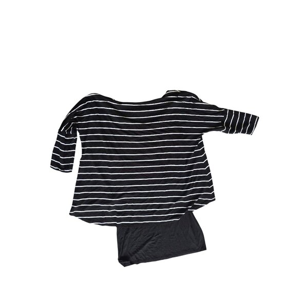 White House Black Market Womens Striped 3/4 Sleeve Black & White Tunic Top M - Picture 2 of 7